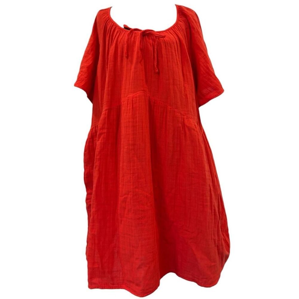 Old Navy red babydoll dress with tie front detail, size XXL